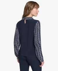 Tommy Hilfiger Women's Collared Pleated-Sleeve Top
