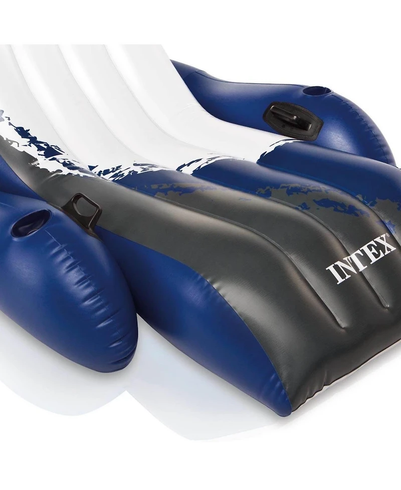 Intex Inflatable Floating Comfortable Recliner Lounges with Cup Holders (2 Pack)