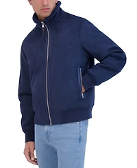 Robert Graham Men's Faux Suede Bomber with Sherpa Stand Collar