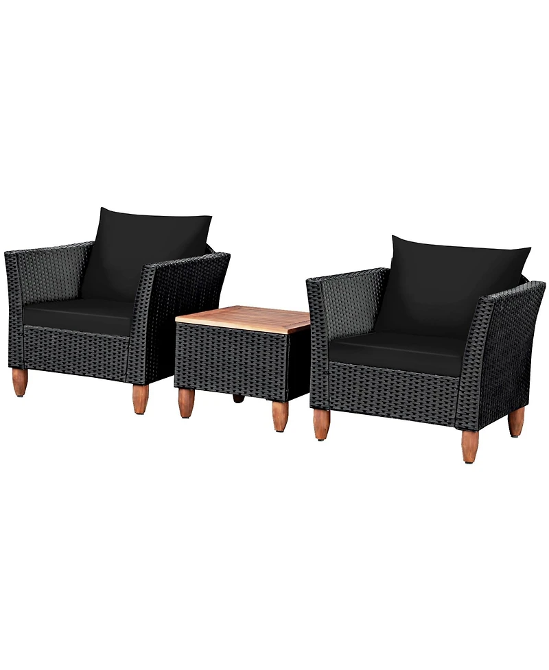 Slickblue 3 Pieces Outdoor Patio Rattan Furniture Set with Coffee Table