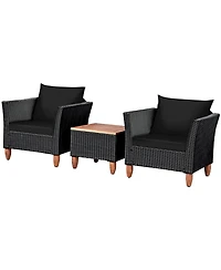 Slickblue 3 Pieces Outdoor Patio Rattan Furniture Set with Coffee Table