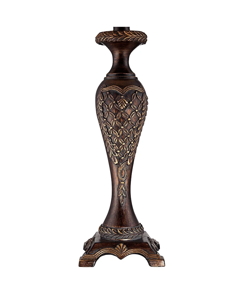 Regency Hill Hanna Traditional Accent Table Lamp 23 1/2" High Dark Bronze Candlestick Floral Bell Shade for Bedroom Living Room Bedside Office Fa