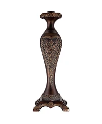 Regency Hill Hanna Traditional Accent Table Lamp 23 1/2" High Dark Bronze Candlestick Floral Bell Shade for Bedroom Living Room Bedside Office Fa