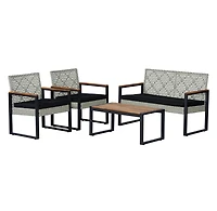 Wilder 4-Piece Modern Coastal Faux Wicker Conversation Outdoor Patio Set