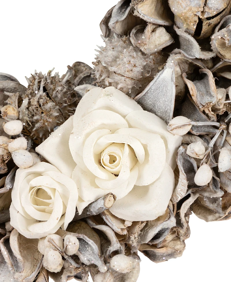 Northlight Glittered Winter Botanicals Artificial Wreath - 9.5-Inch