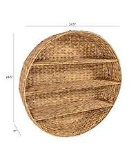 Jonathan Y Annulus 24.5" 3-Shelf Circular Handwoven Hyacinth Wall Rack, Natural