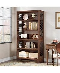 Tribesigns 6-Tier Bookcase, 70.8" Vintage Tall Bookcase, Floor Standing 5-Shelf Display Rack Storage Shelves Mid-Century Bookcase for Home Office, Liv