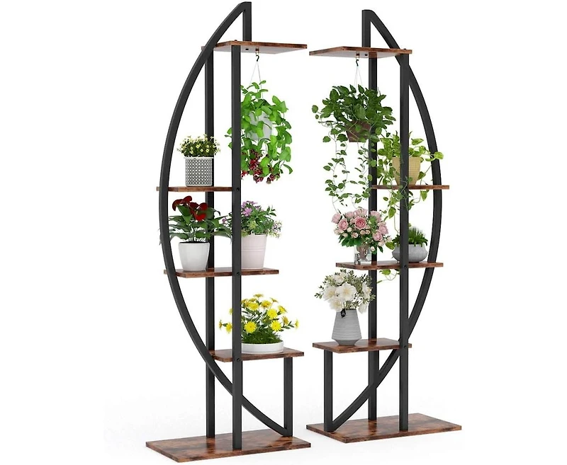 Tribesigns 5-Tier Plant Stand Pack of 2, Multi-Purpose Curved Display Shelf Bonsai Flower Plant Stand Rack for Indoor Garden, or Balcony, Home Use