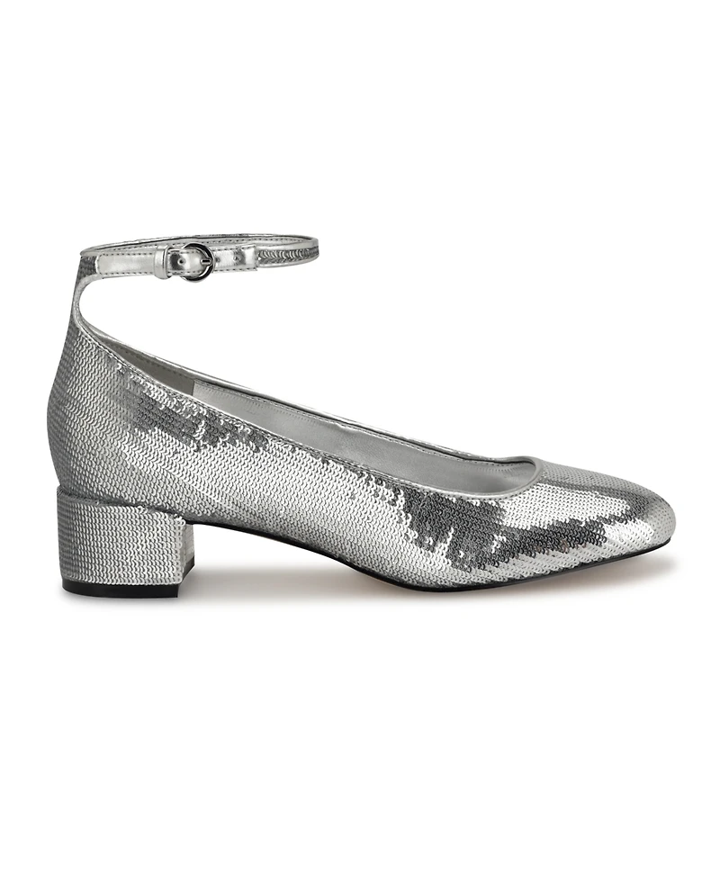 Nine West Women's Amaize Block Heel Ankle Strap Dress Pumps