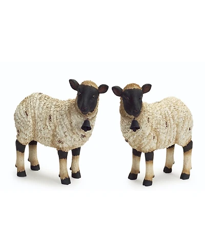 Slickblue Rustic Standing Sheep Figurine With Bell Accent - Set of 2