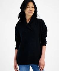 Style Co Womens Shawl Collar Button Hem Tunic Sweater Pxs 4x Created For Macys
