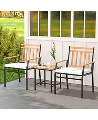 Slickblue 3 Pieces Outdoor Furniture Set Acacia Wood Patio Conversation Set with Cushions