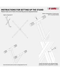 5 Core Keyboard White Stand Digital Piano Riser Adjustable X Style Electric Key Board Casio Synth Holder
