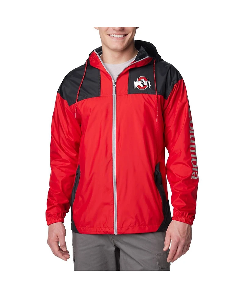 Columbia Men's Scarlet Ohio State Buckeyes Flash Challenger Omni-Shade Full-Zip Windbreaker Hoodie Jacket