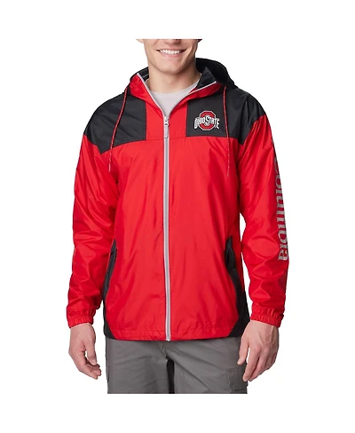 Columbia Men's Scarlet Ohio State Buckeyes Flash Challenger Omni-Shade Full-Zip Windbreaker Hoodie Jacket