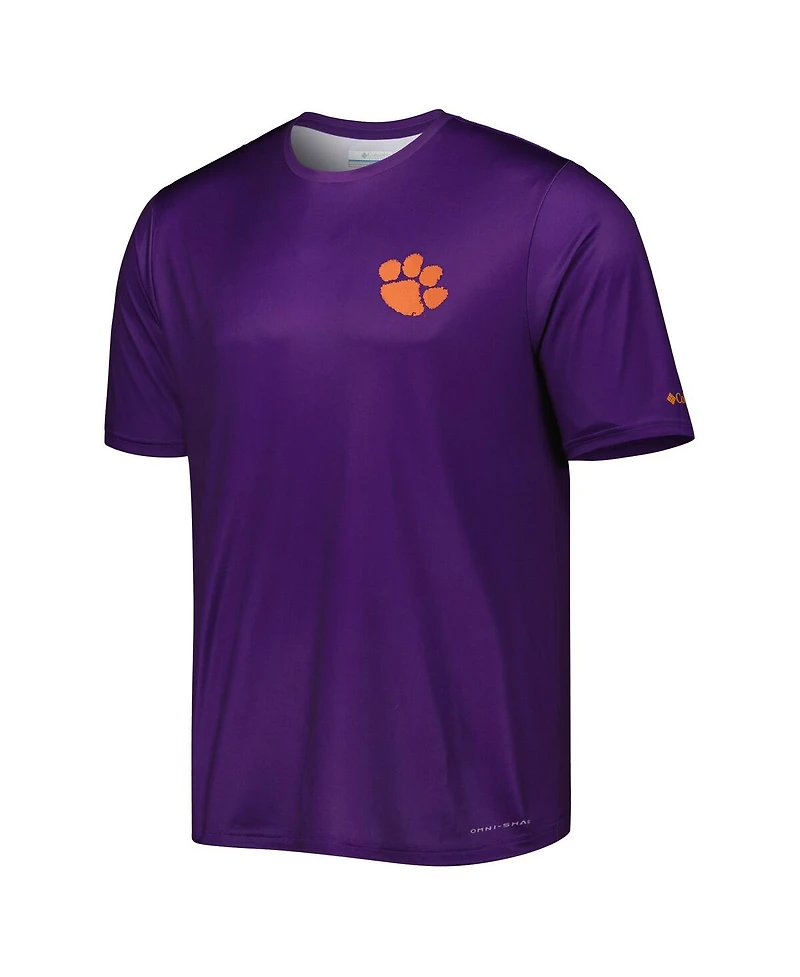 Columbia Men's Purple Clemson Tigers Terminal Tackle State Omni-Shade T-Shirt