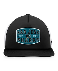 Fanatics Men's Black/White San Jose Sharks Foam Front Patch Trucker Snapback Hat