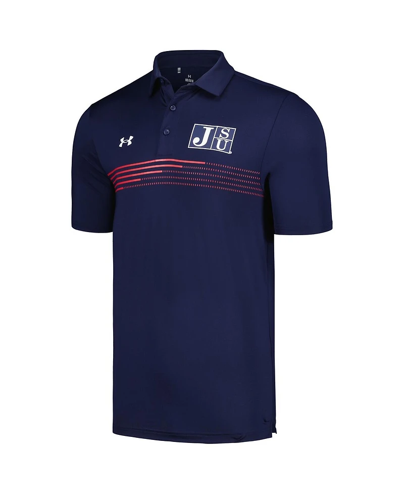 Under Armour Men's Navy Jackson State Tigers Tee to Green Stripe Polo