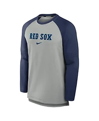 Nike Men's Heather Gray/Navy Boston Red Sox Authentic Collection Game Time Raglan Performance Long Sleeve T-Shirt