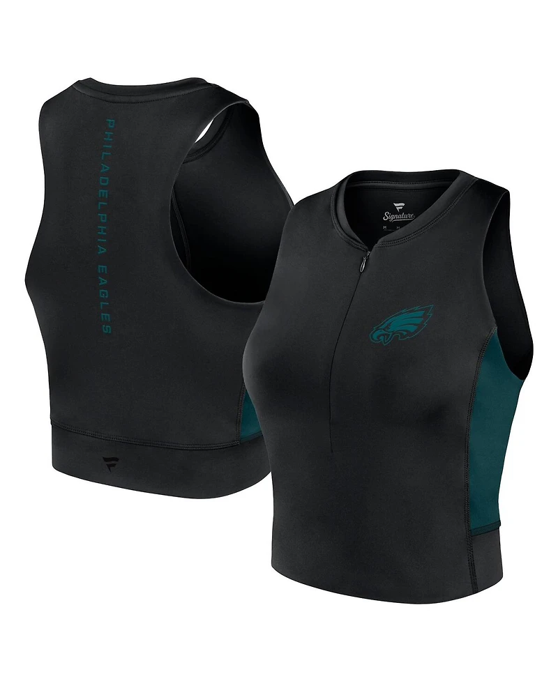 Fanatics Women's Black Philadelphia Eagles Studio Fitted Gym Tank Top