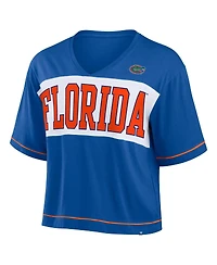 Fanatics Women's Royal Florida Gators Home Team Bold Fashion Modest V-Neck Cropped T-Shirt