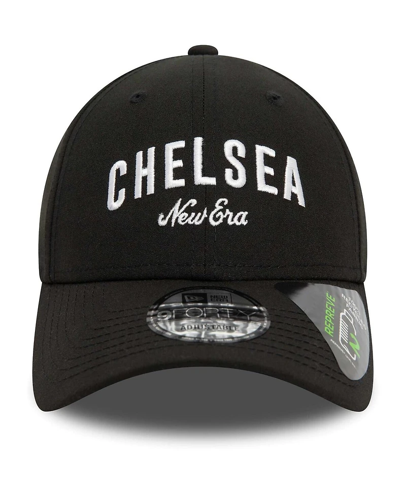 New Era Men's Black Chelsea Wordmark 9FORTY Adjustable Hat