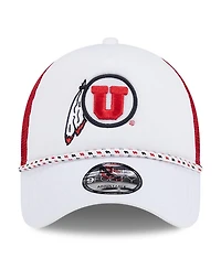 New Era Men's White/Red Utah Utes Court Sport Foam A-Frame 9FORTY Adjustable Trucker Hat