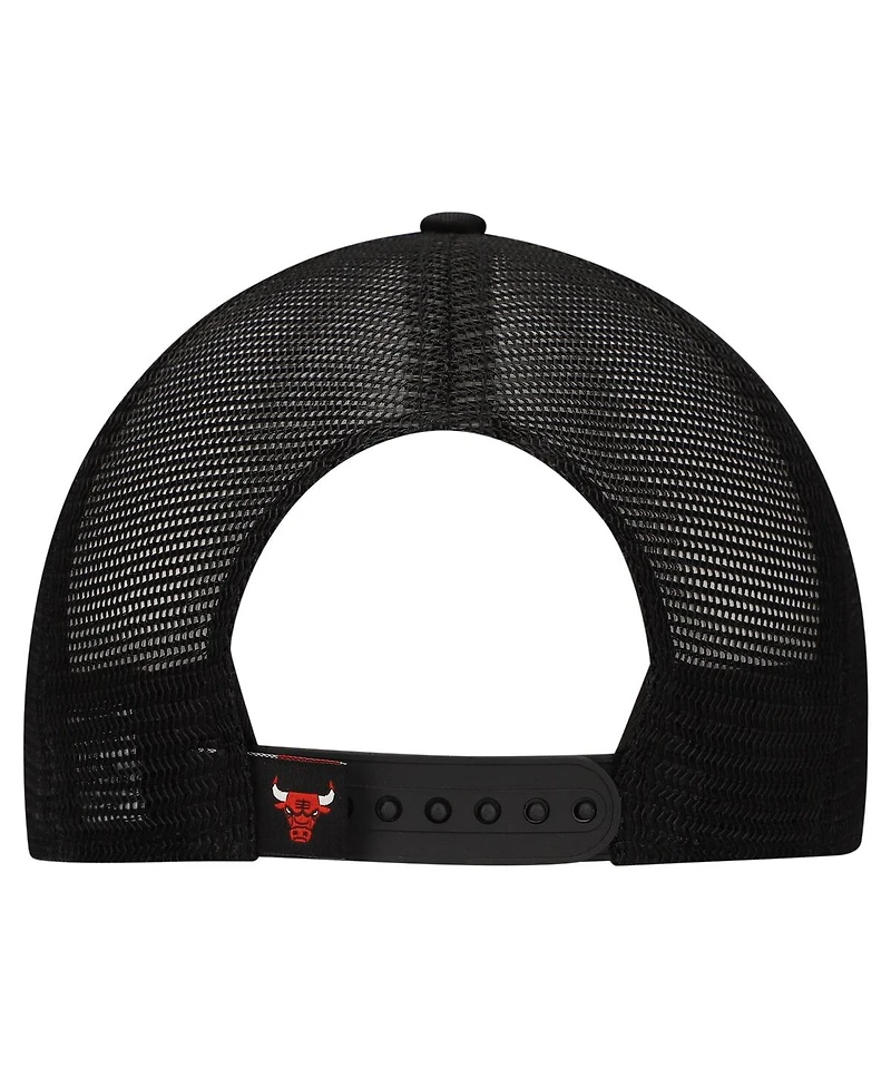 New Era Big Boys and Girls White/Black Chicago Bulls Court Sport Mascot 9FIFTY Snapback Hat