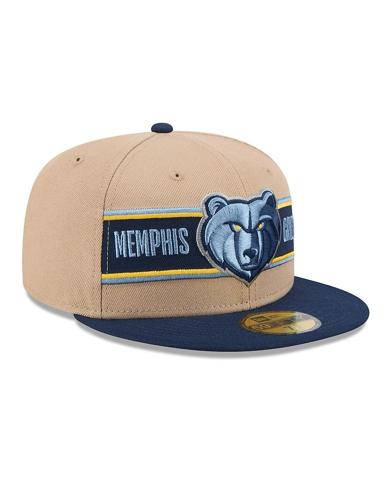 New Era Men's Tan/Navy Memphis Grizzlies 2024 Nba Draft 59FIFTY Hat