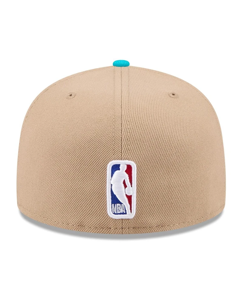 New Era Men's Tan/Teal Charlotte Hornets 2024 Nba Draft 59FIFTY Hat