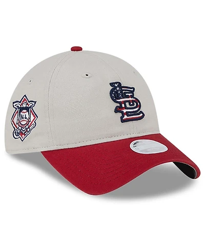 New Era Women's Khaki/Red St. Louis Cardinals 2024 Fourth of July 9TWENTY Adjustable Hat
