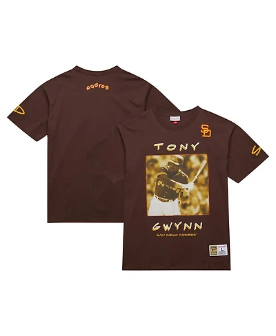 Mitchell & Ness Men's Tony Gwynn Brown San Diego Padres Cooperstown Collection Heavyweight Premium Player vintage-like Logo T-Shirt