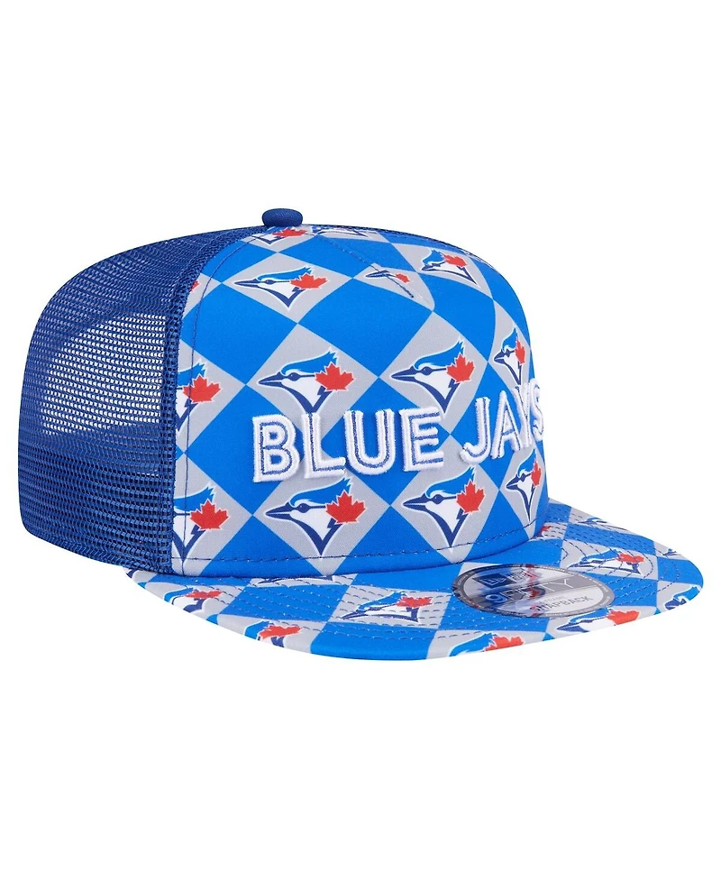 New Era Men's Royal Toronto Blue Jays Seeing Diamonds A-Frame Trucker 9FIFTY Snapback Hat