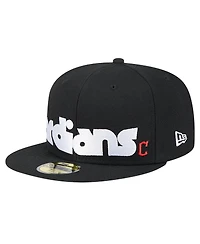New Era Men's Black Cleveland Guardians Checkered Undervisor 59FIFTY Fitted Hat