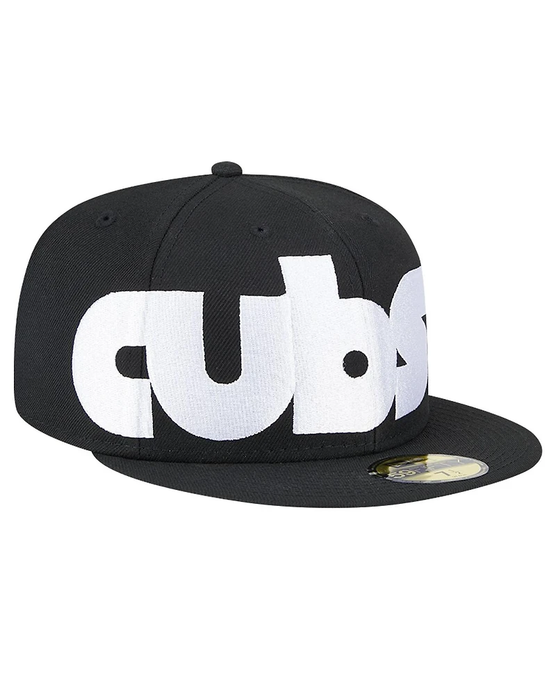 New Era Men's Black Chicago Cubs Checkered Undervisor 59FIFTY Fitted Hat