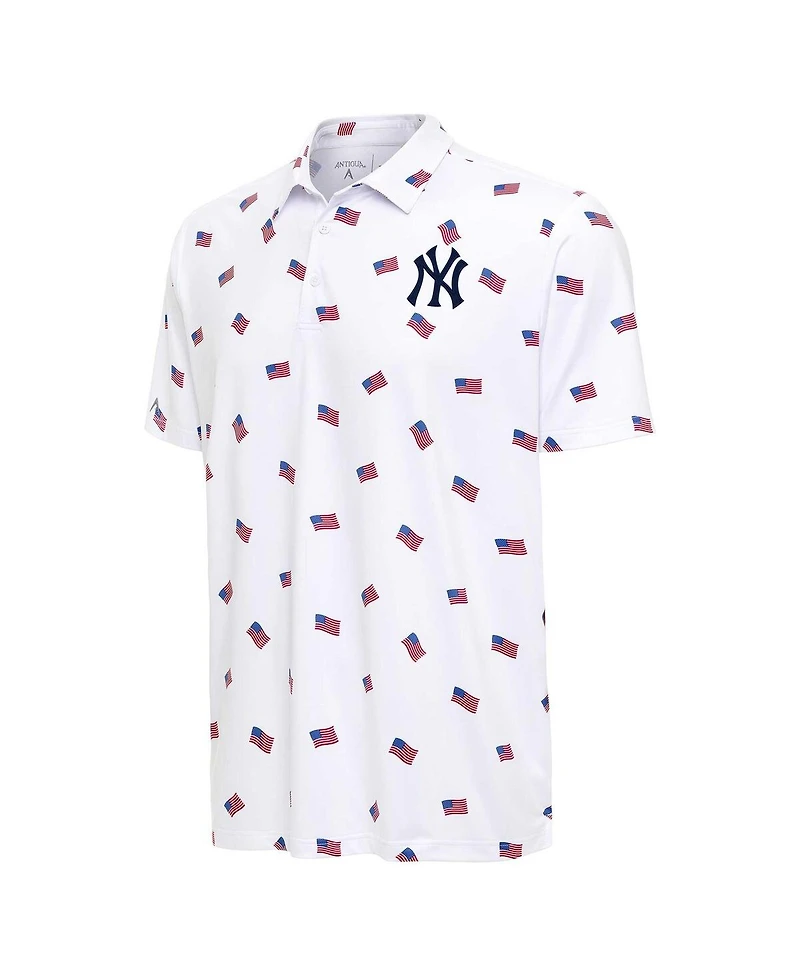 Antigua Men's White New York Yankees Americana Polo
