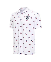 Antigua Men's White New York Yankees Americana Polo