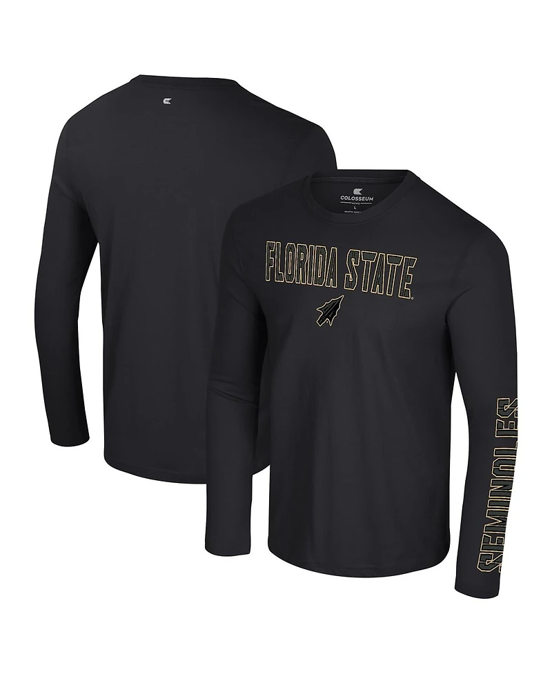 Colosseum Men's Black Florida State Seminoles Color Pop Active Blend 2-Hit Long Sleeve T-Shirt