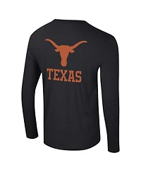 Colosseum Men's Black Texas Longhorns Logo Lockup 3-Hit Active Blend Long Sleeve T-Shirt