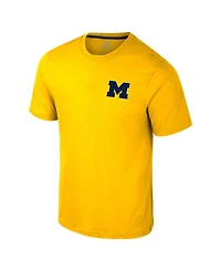 Colosseum Men's Maize Michigan Wolverines Logo Lockup 2-Hit Active Blend T-Shirt