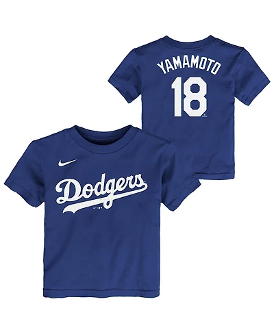 Nike Big Boys and Girls Yoshinobu Yamamoto Royal Los Angeles Dodgers Name Number T-Shirt