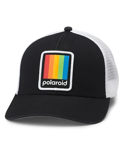 American Needle Men's and Women's Black/White Polaroid Twill Valin Patch Adjustable Trucker Hat