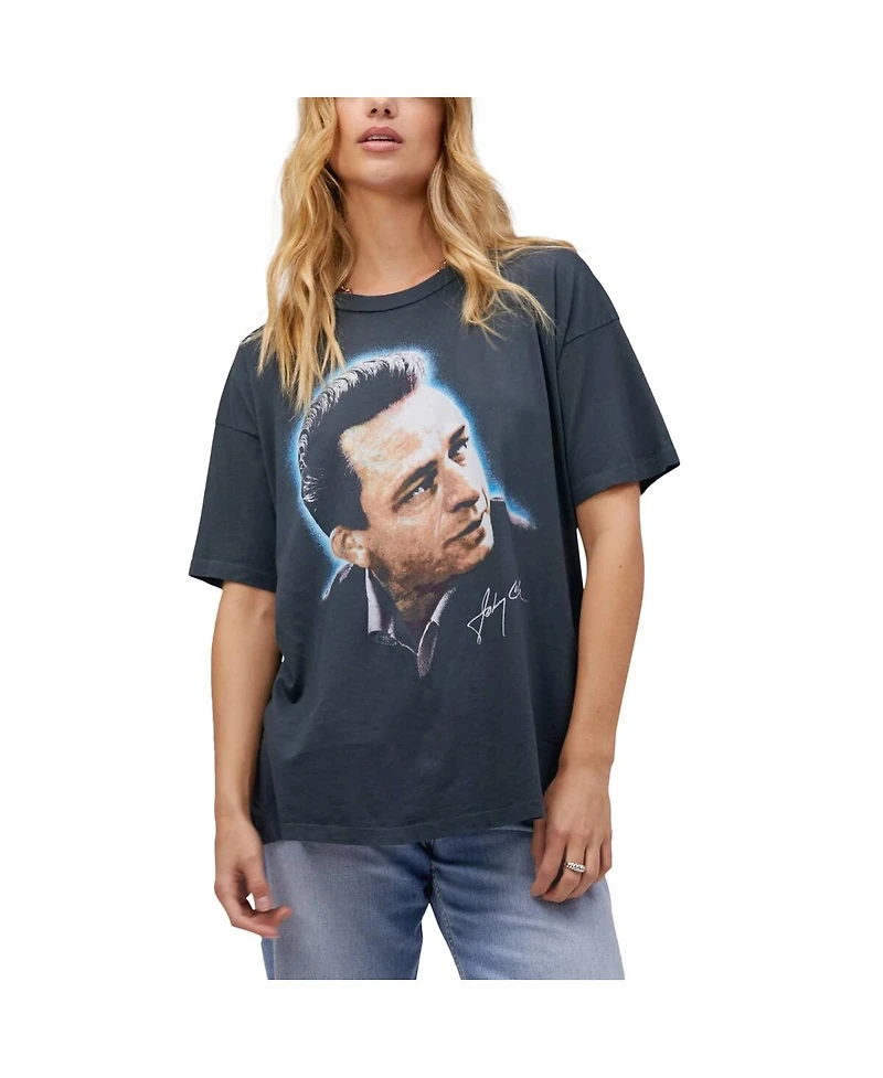 Daydreamer Women's Charcoal Johnny Cash Portrait Merch T-Shirt