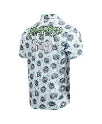 Freeze Max Men's White Rick and Morty 90's Rave Rickvival Showing Brain Button-Up Shirt