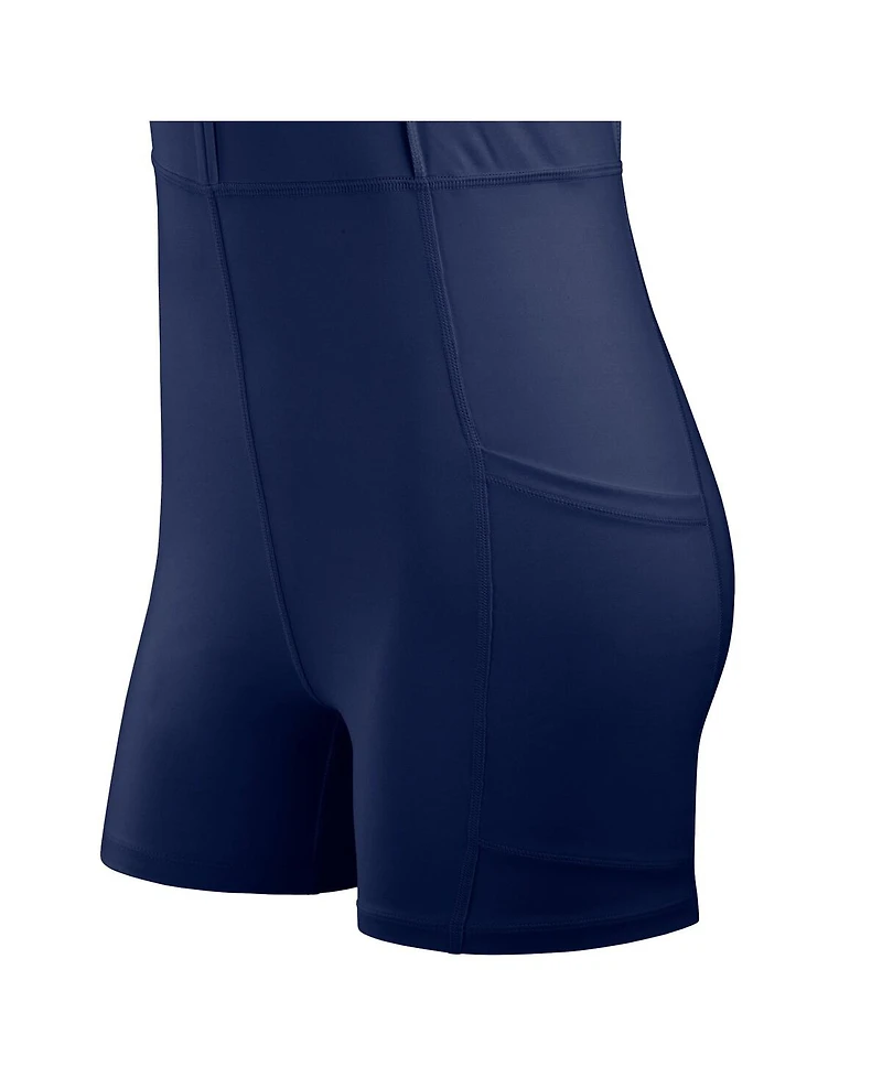 Fanatics Women's Navy Chicago Bears Studio Boost Athletic Half-Zip Dress