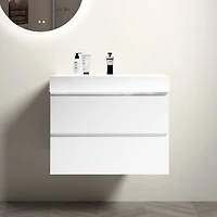 Streamdale Glossy White Integrated Basin Modern Solid Surface Marvel