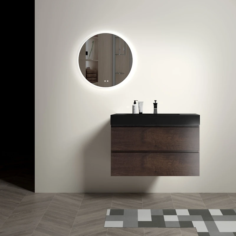 Streamdale Matte Black Integrated Quartz Basin Modern Elegance for Your Bathroom