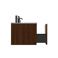 Etna 24" Striped Walnut Vanity w/ White Ceramic Sink