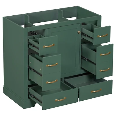 Streamdale 36" Gray Bathroom Vanity with 6 Drawers
