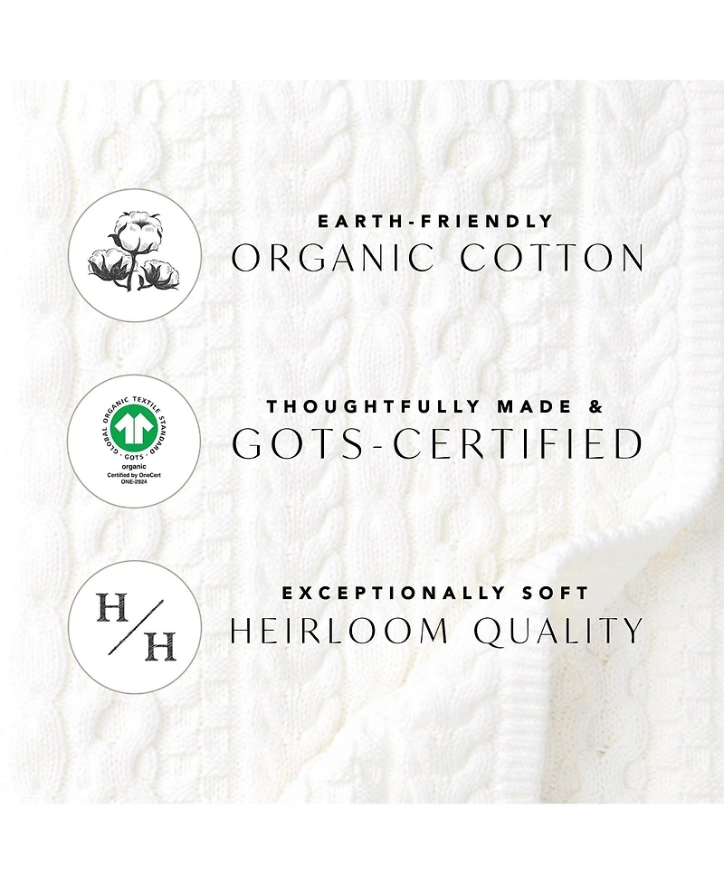 Hope & Henry Baby Girls Organic Long Sleeve Classic Cable Cardigan Sweater